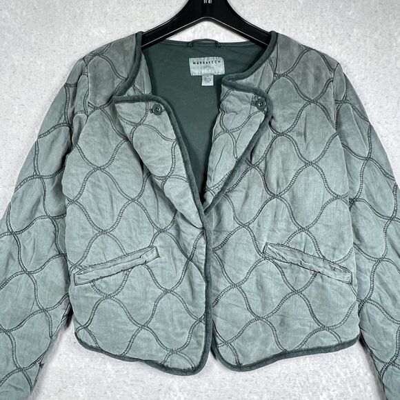 Anthropologie Marrakech Quilted Jacket Women Small Green Pheobe Asymmetrical - Picture 5 of 10